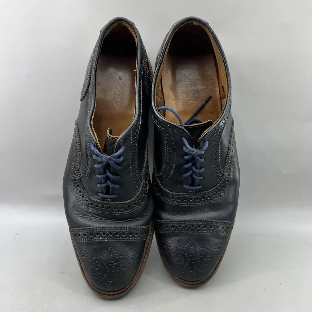 Allen Edmonds Strandmok Oxford Men Size 10.5 3E Wide Black Wingtip Dainite Shoes